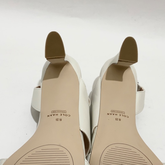 Cole Haan Amalia Ivory White Leather Slingback Sandal 65 Block Heel Pumps 8 - Picture 8 of 10